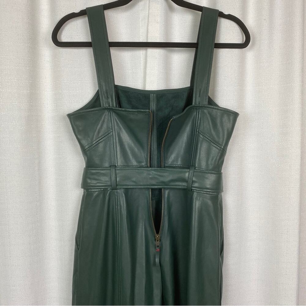 Anthropologie Green Faux Leather Samira Cropped Jumpsuit Sz.2 - Picture 11 of 16